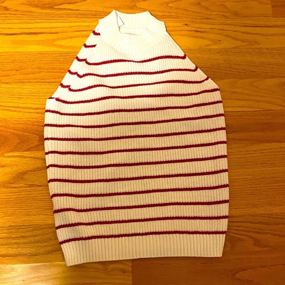 Loft shimmer stripe stitchy halter sweater size L - Picture 2 of 4